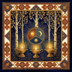 Дреккана D3: три лампады перед медальоном из трёх частей